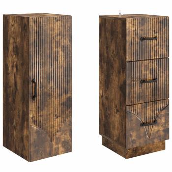 Schrankset 2 stk. 33 x 34,5 x 87 cm Holzwerkstoff Räuchereiche