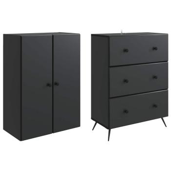 Schrankset 2 stk. 66 x 34,5 x 90 cm Holzwerkstoff Schwarz