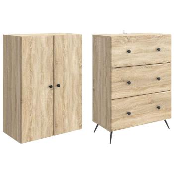 Schrankset 2 stk. 66 x 34,5 x 90 cm Holzwerkstoff Sonoma-Eiche