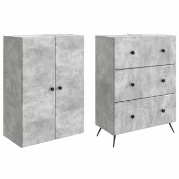 Schrankset 2 stk. 66 x 34,5 x 90 cm Holzwerkstoff Betongrau
