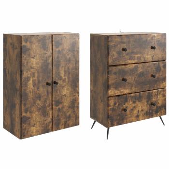 Schrankset 2 stk. 66 x 34,5 x 90 cm Holzwerkstoff Räuchereiche