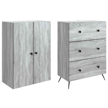 Schrankset 2 stk. 66 x 34,5 x 90 cm Holzwerkstoff Sonoma-Grau