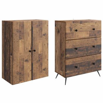 Schrankset 2 stk. 66 x 34,5 x 90 cm Holzwerkstoff Altholz