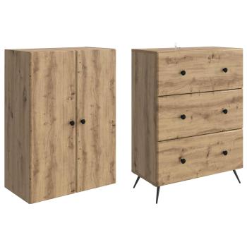 Schrankset 2 stk. 66 x 34,5 x 90 cm Holzwerkstoff Artisan-Eiche