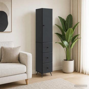 ARDEBO.de - Schrankset 2 stk. 34,5 x 34,5 x 90 cm Holzwerkstoff Schwarz