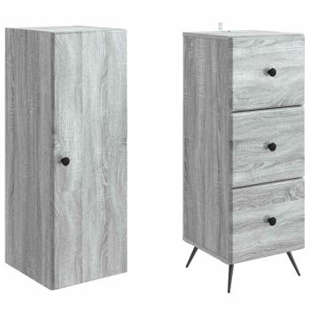 Schrankset 2 stk. 34,5 x 34,5 x 90 cm Holzwerkstoff Sonoma-Grau