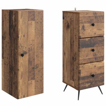 Schrankset 2 stk. 34,5 x 34,5 x 90 cm Holzwerkstoff Altholz