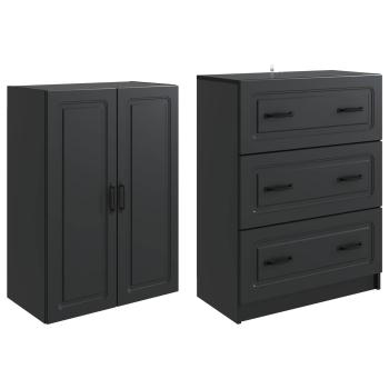 Schrankset 2 stk. 66 x 34,5 x 87 cm Holzwerkstoff Schwarz