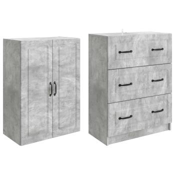 Schrankset 2 stk. 66 x 34,5 x 87 cm Holzwerkstoff Betongrau