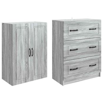 Schrankset 2 stk. 66 x 34,5 x 87 cm Holzwerkstoff Sonoma-Grau