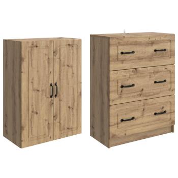 Schrankset 2 stk. 66 x 34,5 x 87 cm Holzwerkstoff Artisan-Eiche