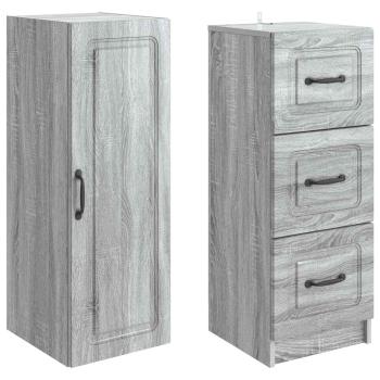 Schrankset 2 stk. 33 x 34,5 x 87 cm Holzwerkstoff Sonoma-Grau