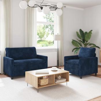 ARDEBO.de - Sofa Set 2 stk. Marineblau Polyester