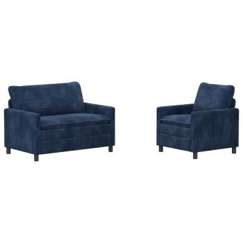 Sofa Set 2 stk. Marineblau Polyester