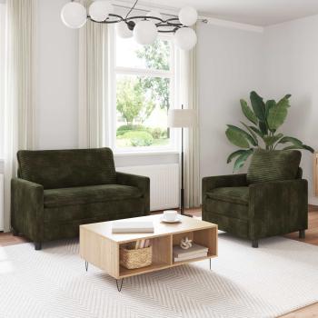 ARDEBO.de - Sofa Set 2 stk. Grün Polyester