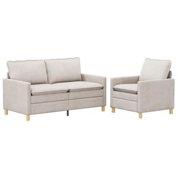 Sofa Set 2 stk. Creme Polyester