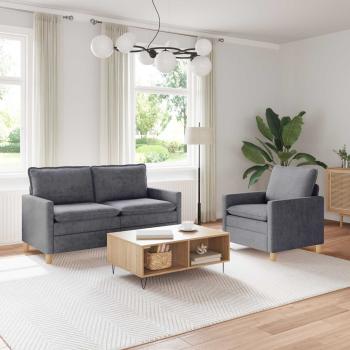 ARDEBO.de - Sofa Set 2 stk. Hellgrau Polyester