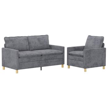 Sofa Set 2 stk. Hellgrau Polyester
