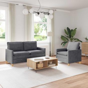 ARDEBO.de - Sofa Set 2 stk. Dunkelgrau Polyester