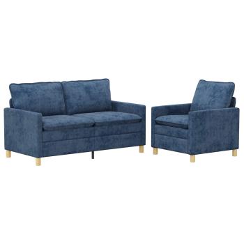 Sofa Set 2 stk. Blau Polyester