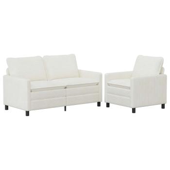 Sofa Set 2 stk. Creme Polyester