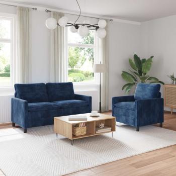ARDEBO.de - Sofa Set 2 stk. Marineblau Polyester