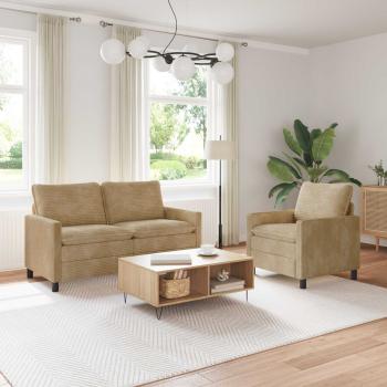 ARDEBO.de - Sofa Set 2 Stk. Taupe Polyester