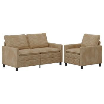 Sofa Set 2 Stk. Taupe Polyester