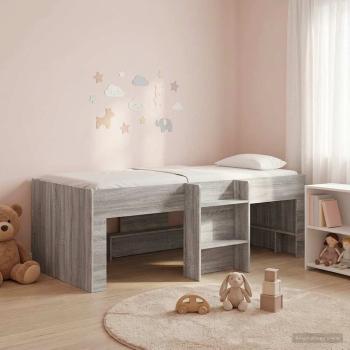 ARDEBO.de - Hochbett für Kinder Sonoma-Grau 80 x 200 cm Holzwerkstoff