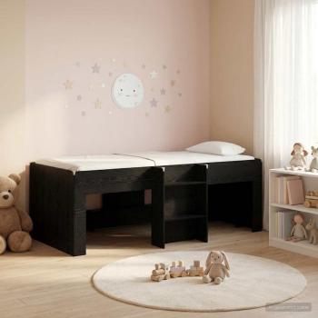 ARDEBO.de - Hochbett für Kinder Schwarze Eiche 90 x 200 cm Holzwerkstoff