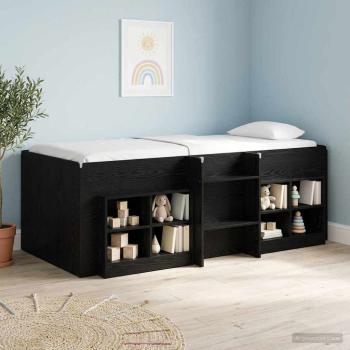 ARDEBO.de - Hochbett für Kinder Schwarze Eiche 98,5 x 200 cm Holzwerkstoff