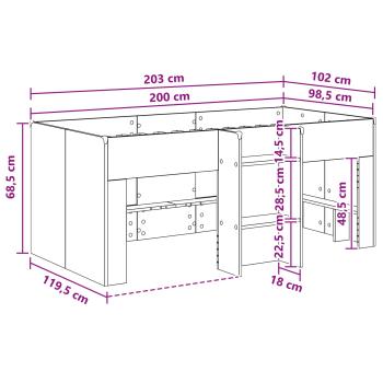 Hochbett für Kinder Altholz 98,5 x 200 cm Holzwerkstoff