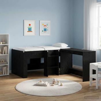 Hochbett für Kinder Schwarz Eichen-Optik 80 x 160 cm