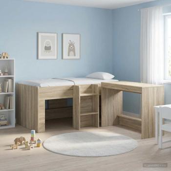 Hochbett für Kinder Sonoma-Eiche 80 x 160 cm Holzwerkstoff