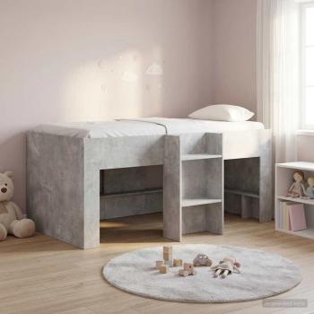 ARDEBO.de - Hochbett für Kinder Betongrau 80 x 160 cm Holzwerkstoff