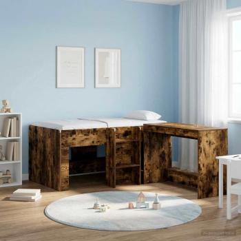 ARDEBO.de - Hochbett für Kinder Räuchereiche 80 x 160 cm Holzwerkstoff