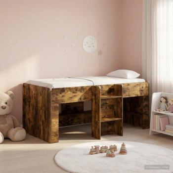 Hochbett für Kinder Räuchereiche 80 x 160 cm Holzwerkstoff