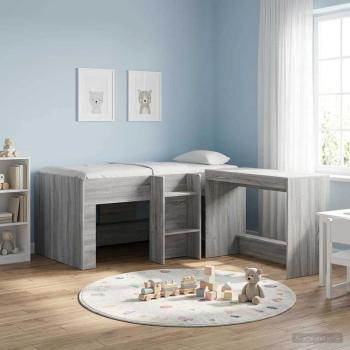 ARDEBO.de - Hochbett für Kinder Sonoma-Grau 80 x 160 cm Holzwerkstoff