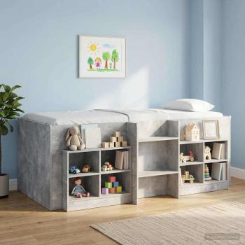 ARDEBO.de - Hochbett für Kinder Betongrau 90 x 190 cm Holzwerkstoff
