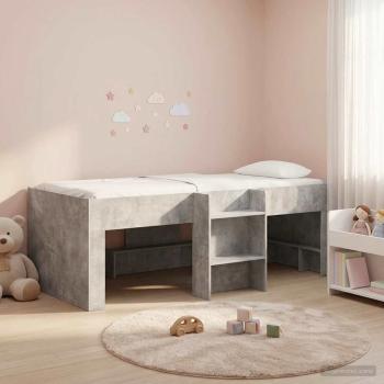 Hochbett für Kinder Betongrau 90 x 190 cm Holzwerkstoff