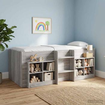 ARDEBO.de - Hochbett für Kinder Sonoma-Grau 90 x 190 cm Holzwerkstoff