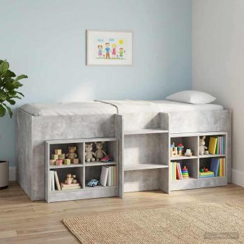 ARDEBO.de - Hochbett für Kinder Betongrau 75 x 190 cm Holzwerkstoff