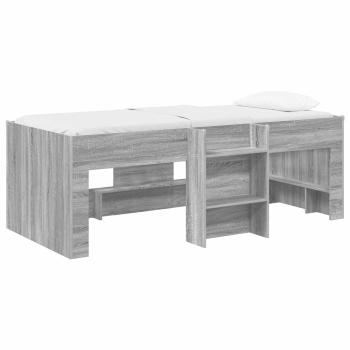 Hochbett für Kinder Sonoma-Grau 75 x 190 cm Holzwerkstoff