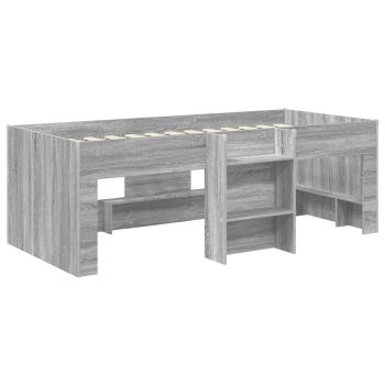 Hochbett für Kinder Sonoma-Grau 75 x 190 cm Holzwerkstoff
