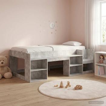 ARDEBO.de - Kinderbettgestell mit Stauraum Betongrau 80 x 200 cm