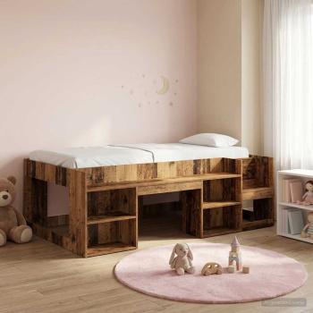 ARDEBO.de - Kinderbettgestell mit Stauraum Altholz 80 x 200 cm