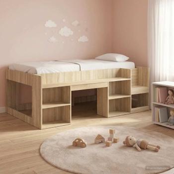 ARDEBO.de - Kinderbettgestell mit Stauraum Sonoma-Eiche 90 x 200 cm