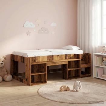 ARDEBO.de - Kinderbettgestell mit Stauraum Altholz 90 x 200 cm