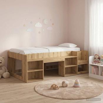 ARDEBO.de - Kinderbettgestell mit Stauraum Artisan-Eiche 90 x 200 cm