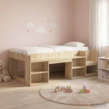 ARDEBO.de - Kinderbettgestell mit Stauraum Sonoma-Eiche 100 x 200 cm